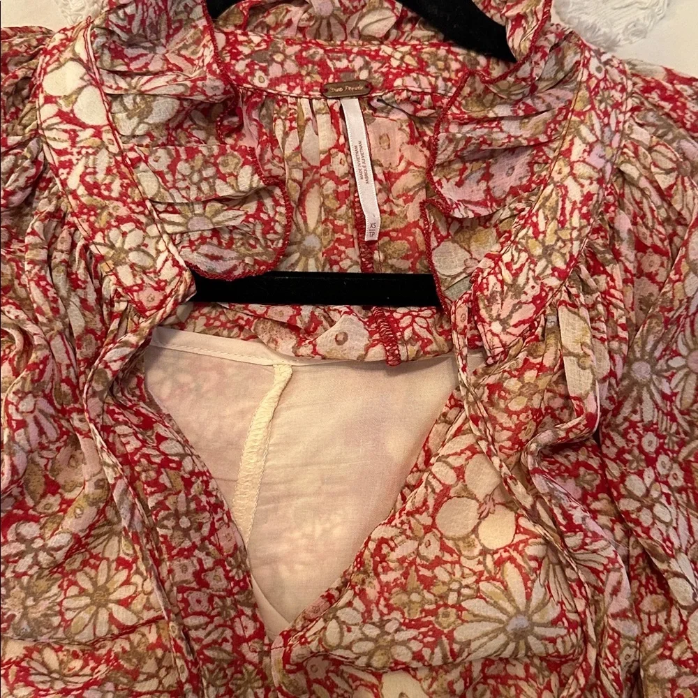 Free People Feeling Groovy maxi dress in floral print XS red combo boho - Picture 7 of 7